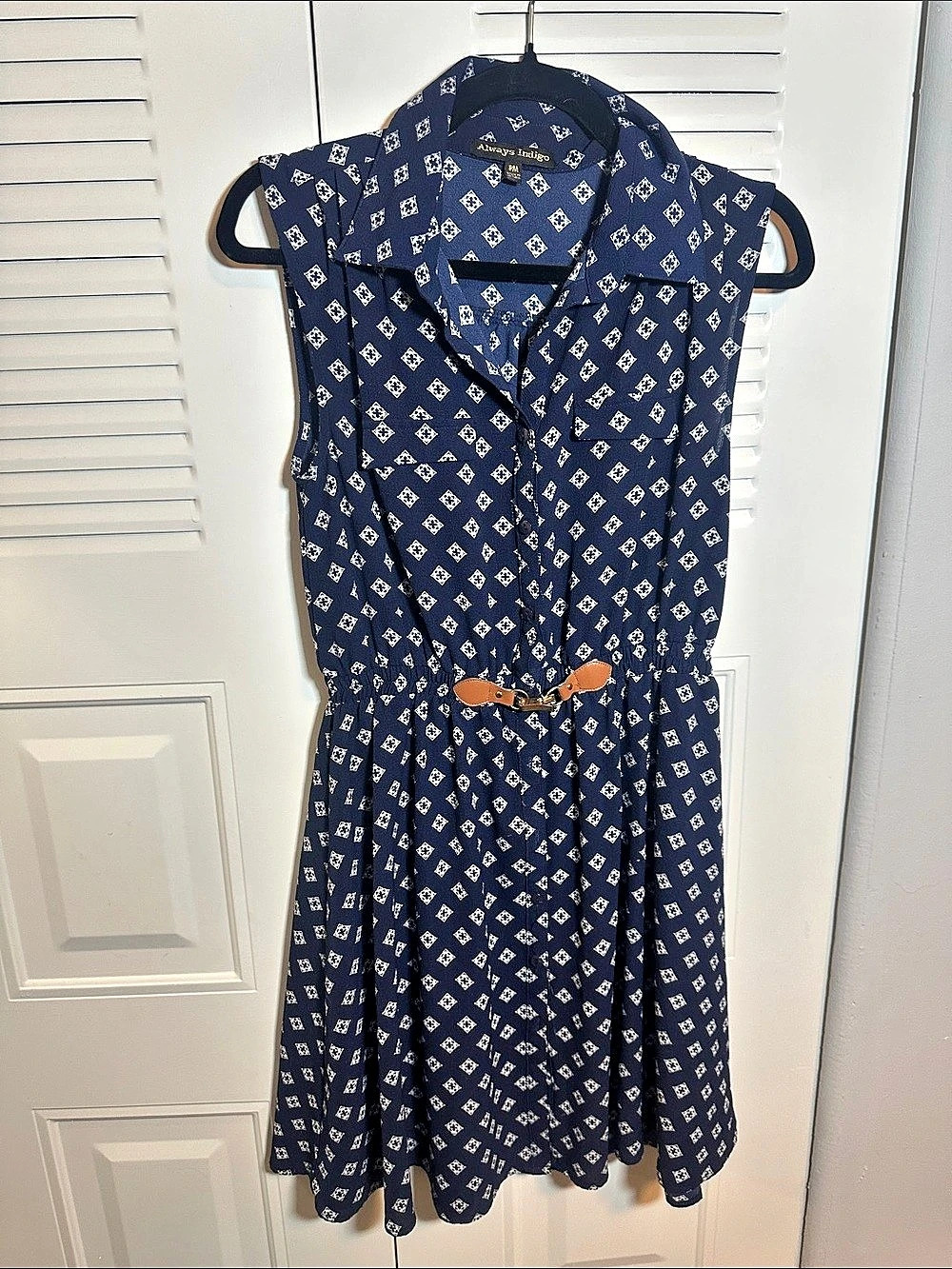 Always Indigo Geometric Midi Dress